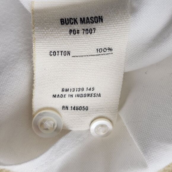 BUCK MASON Men's Oxford Shirt One Pocket Men's LARGE White 100% Cotton *Read - Picture 9 of 14